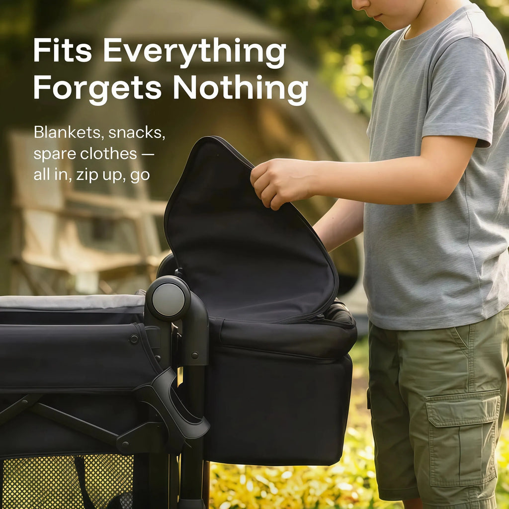 2-Seat Foldable Wagon Stroller for Kids with UPF 50+ Canopy, Mosquito Net & All-Terrain Wheels