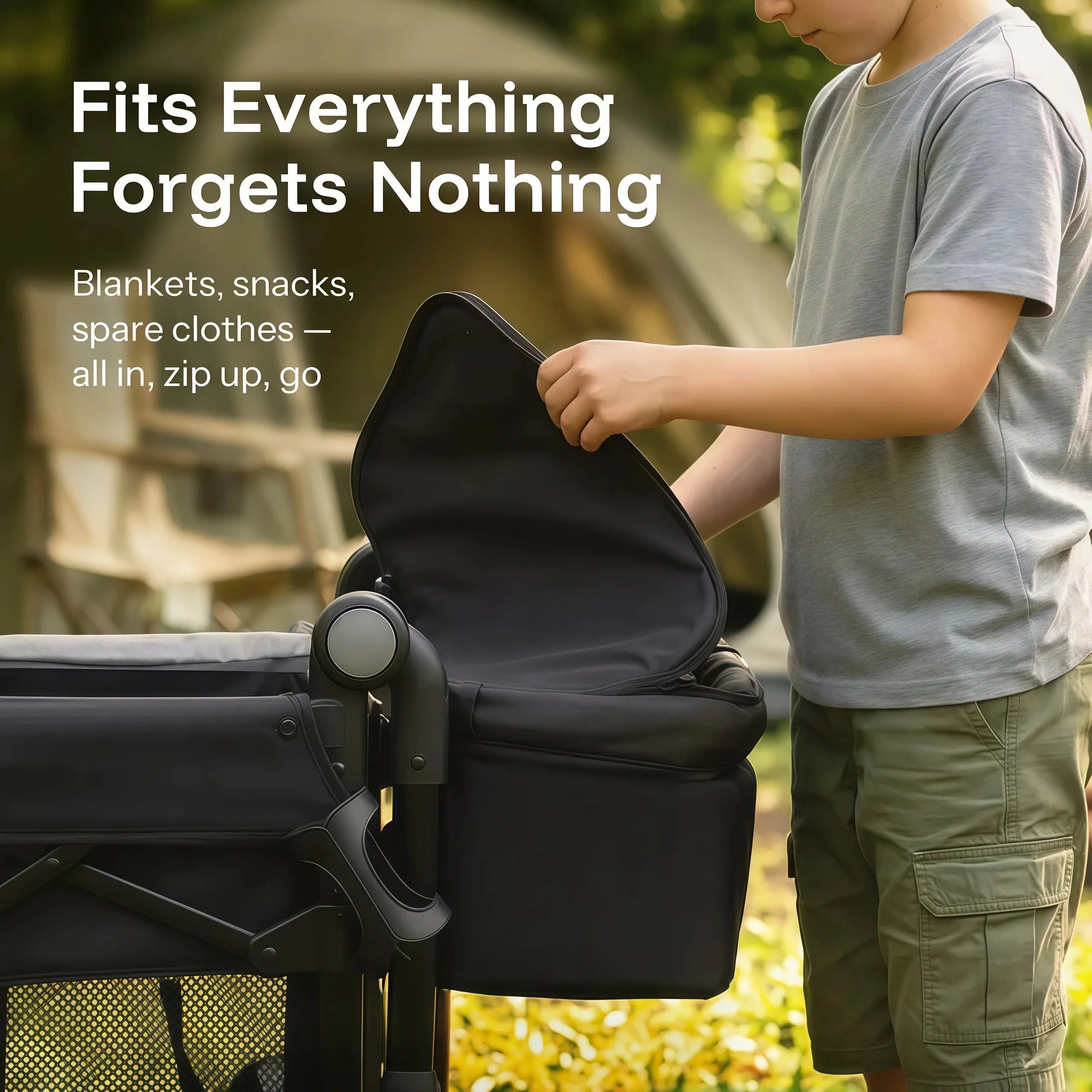 2-Seat Foldable Wagon Stroller for Kids with UPF 50+ Canopy, Mosquito Net & All-Terrain Wheels